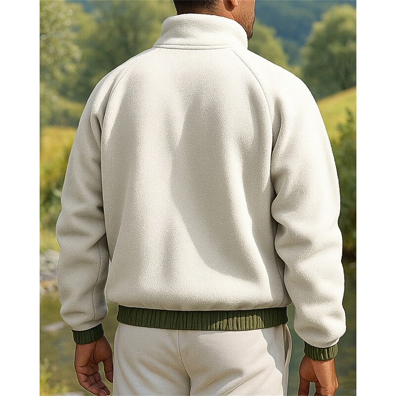 Men's Hiking Jacket Hiking Fleece Jacket Winter Outdoor Patchwork Thermal Windproof Fleece Jackets Hunting Fishing Camping / Hiking / Caving Cream Khaki2