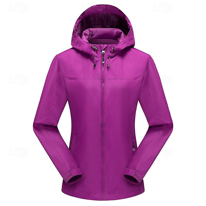 Women's Winter Coat Hoodie Jacket Warm Comfortable Zipper Pocket Casual Plain Outdoor Vacation Casual Daily Wear Regular Hooded Regular Fit Long Sleeve Outerwear Light Blue Black White Spring Fall