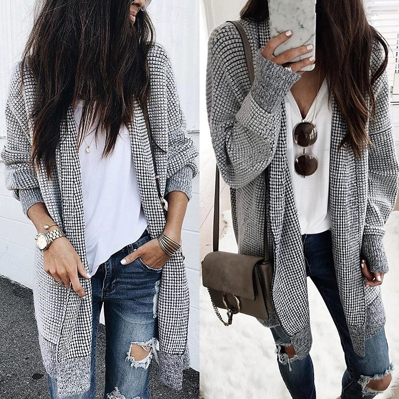 Women's Casual Jacket Warm Comfortable Buttons Fashion Outdoor Plain Going out Weekend Single Breasted Regular Lapel Regular Fit Long Sleeve Outerwear Gray Fall Winter3