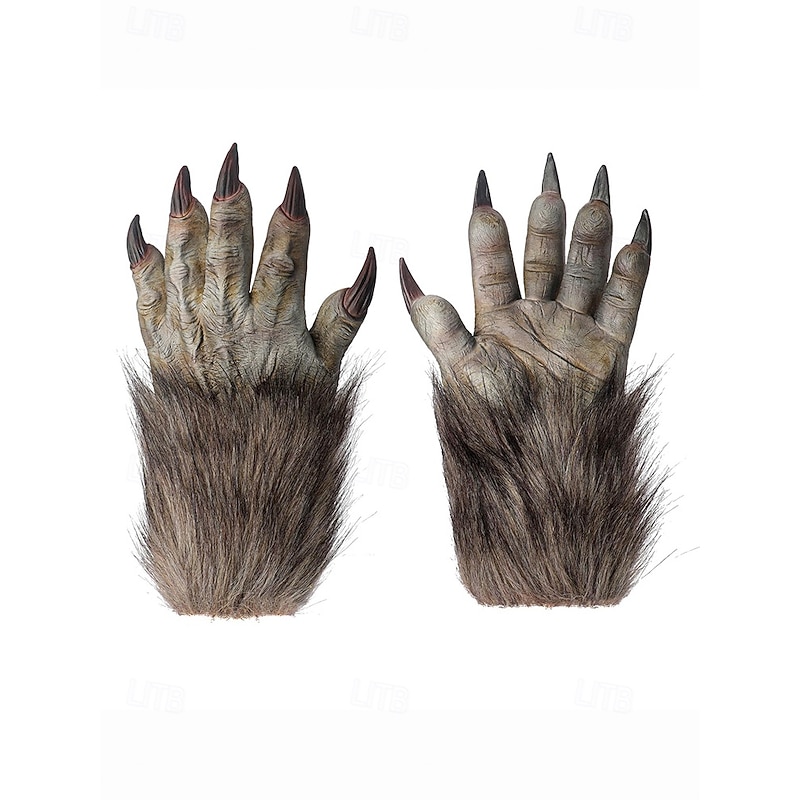 Men's Halloween Werewolf Claw Gloves – Scary Hairy Monster Hands with Long Nails, Cosplay Costume Accessories for Party & Horror Roleplay4