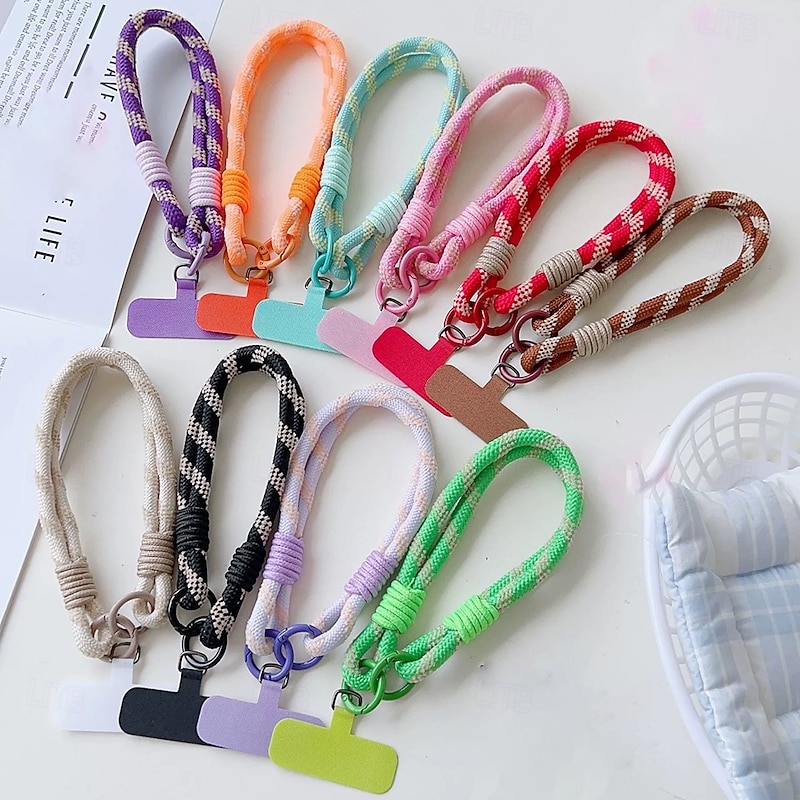 Phone Case For Lanyards Universal with Wrist Strap Color Gradient Geometric Pattern Polyester