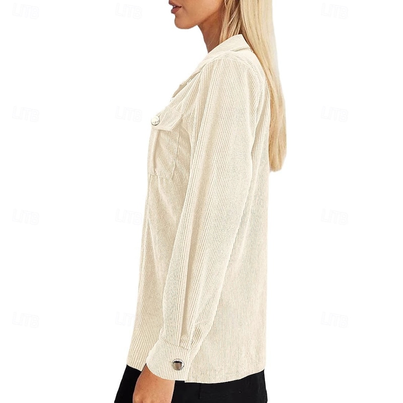 Women's Sherpa Jacket Comfortable Breathable Pocket Elegant Casual Plain Vacation Street Casual Daily Wear Single Breasted Long Turndown Regular Fit Long Sleeve Outerwear Black Green Beige Spring Fall4