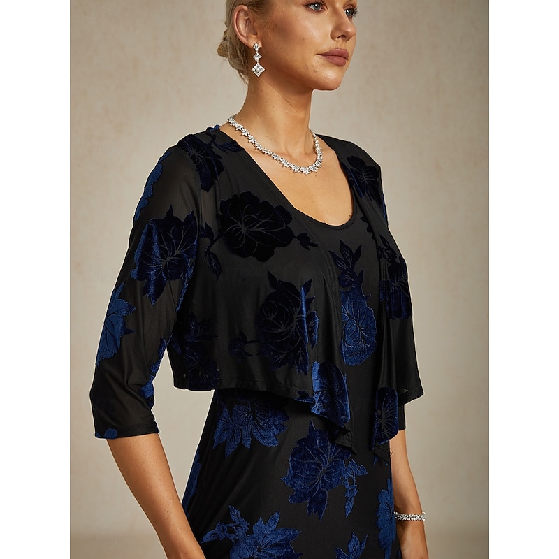 Women's Shrugs Floral Elegant Vintage 3/4 Length Sleeve V Neck Wedding Guest Party Evening Wear Evening Party Brown Fall Winter2