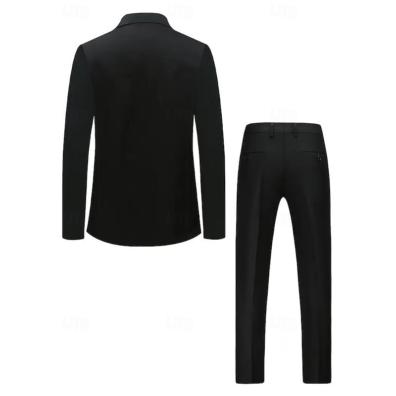 Men's Party Business Wedding Suits Peaked Lapel Notch Lapel Black Light Grey Daily Formal Solid Colored Tailored Fit 3 Piece Single Breasted One-button3