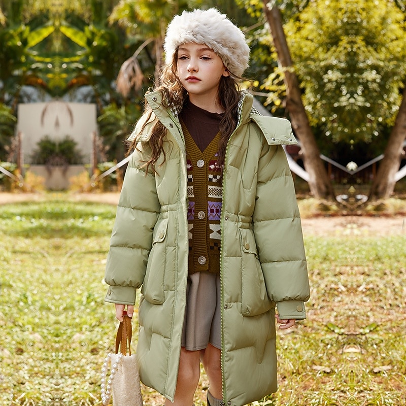 Kids Girls' Down Jacket Outdoor Jacket Puffer Jacket Solid Color Fashion Keep Warm Windproof Outdoor Coat Outerwear 4-12 Years Fall Black Pink Purple3