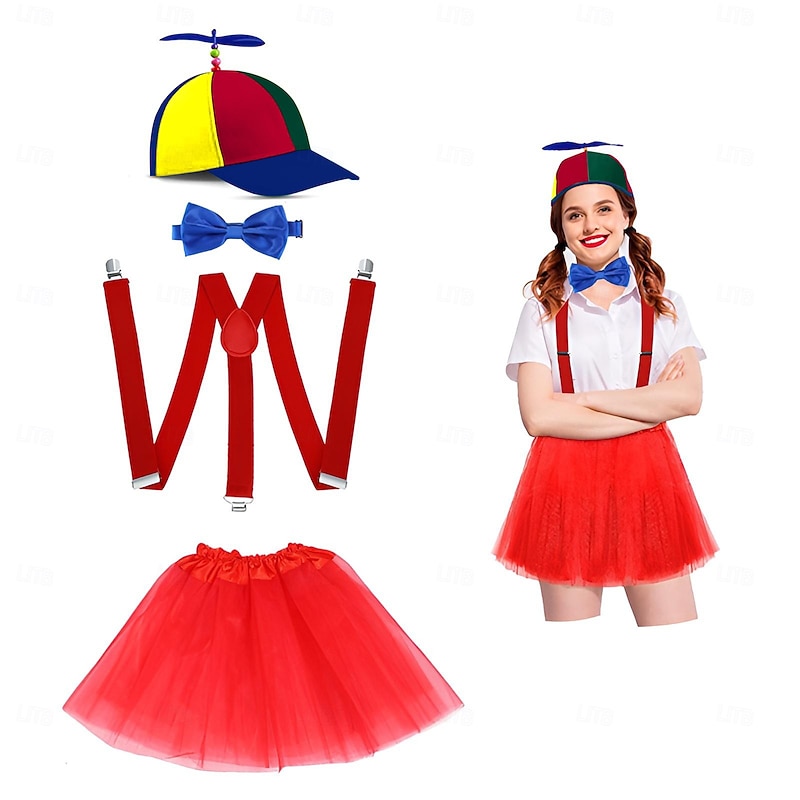 Tweedle Dee Dum Halloween Cosplay Costume Outfits Helicopter Hat Carnival Costume Cosplay Kid's Adults' Women's Girls' Halloween Carnival Mardi Gras Performance Party Stage Easy Halloween Costumes2