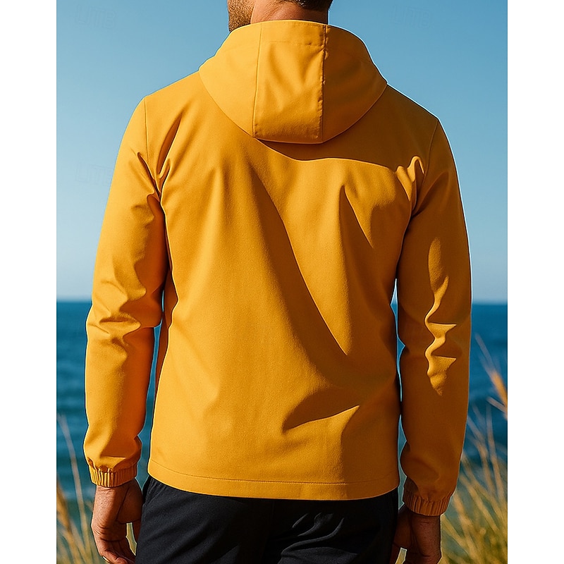 Men's Windbreaker Softshell Jacket Hiking Jacket Outdoor Waterproof Windproof Hiking Outfits Hiking Clothes Autumn / Fall Top Camping / Hiking / Caving Running Solid Color Black White Yellow2