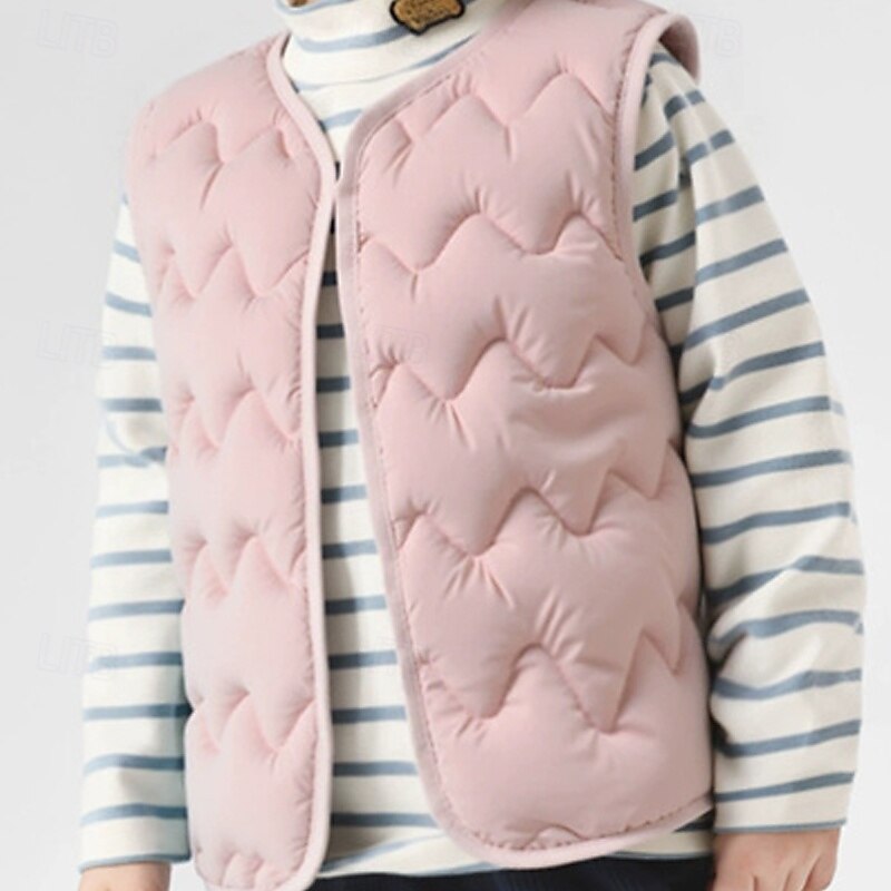 Kids Unisex Vest Coat Outerwear Solid Color Sleeveless Buttons Keep Warm Soft Breathable Coat Outdoor Fashion Daily Black Pink Blue Fall Winter 4 years+2