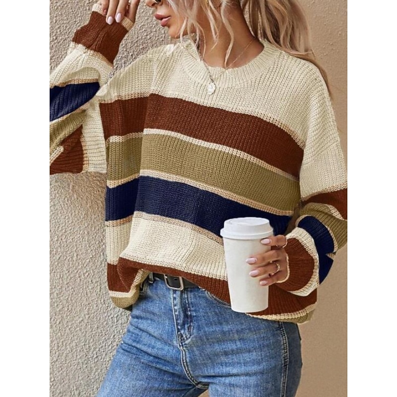 Women's Blouse Floral Stylish Casual Long Sleeve Crew Neck Regular Tops Daily Patchwork Sage Green Black Brown Apricot Spring Fall Winter