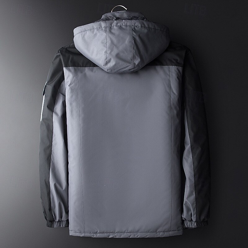 Men's Softshell Jacket Hiking Jacket Fleece Jacket Thermal Jacket Winter Outdoor Patchwork Thermal Warm Waterproof Windproof Top Dark Grey Black Blue Grey3