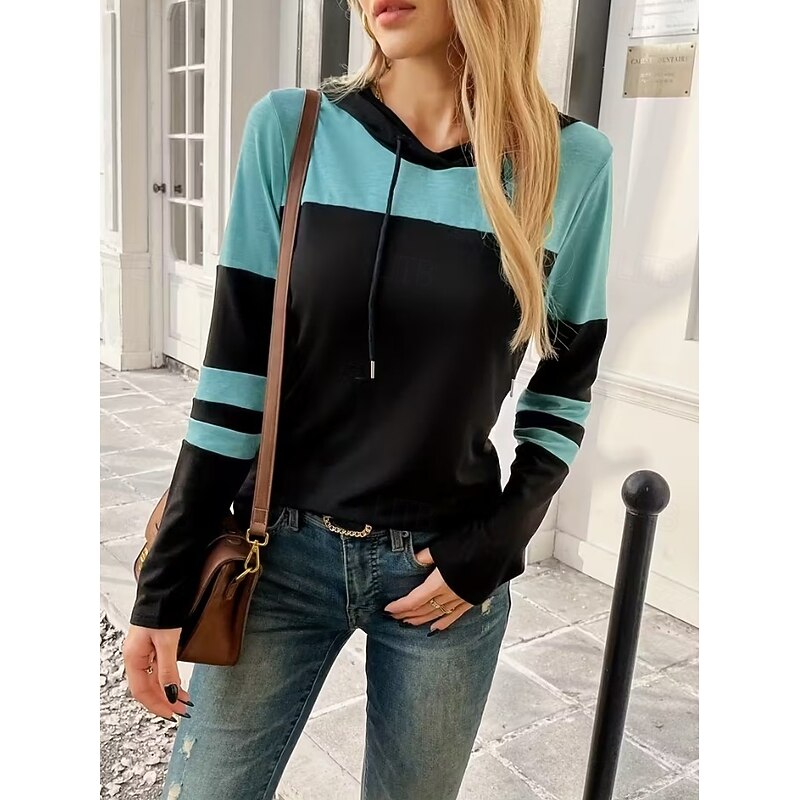 Women's Pullover Hoodie Sweatshirt Graphic Geometric Plaid Fashion Casual Print Long Sleeve Hooded Regular Tops Street Dailywear Drawstring Print Blue Brown Green Gray Spring Fall Winter4