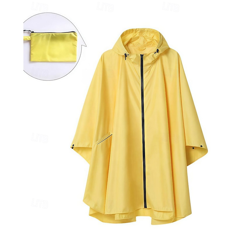 Women's Cloak / Capes Waterproof Windproof Patchwork Zipper Irregular Hem Casual Plain Outdoor Vacation Street Daily Wear Long Hooded Loose Fit Long Sleeve Outerwear Black Yellow Blue Fall Winter