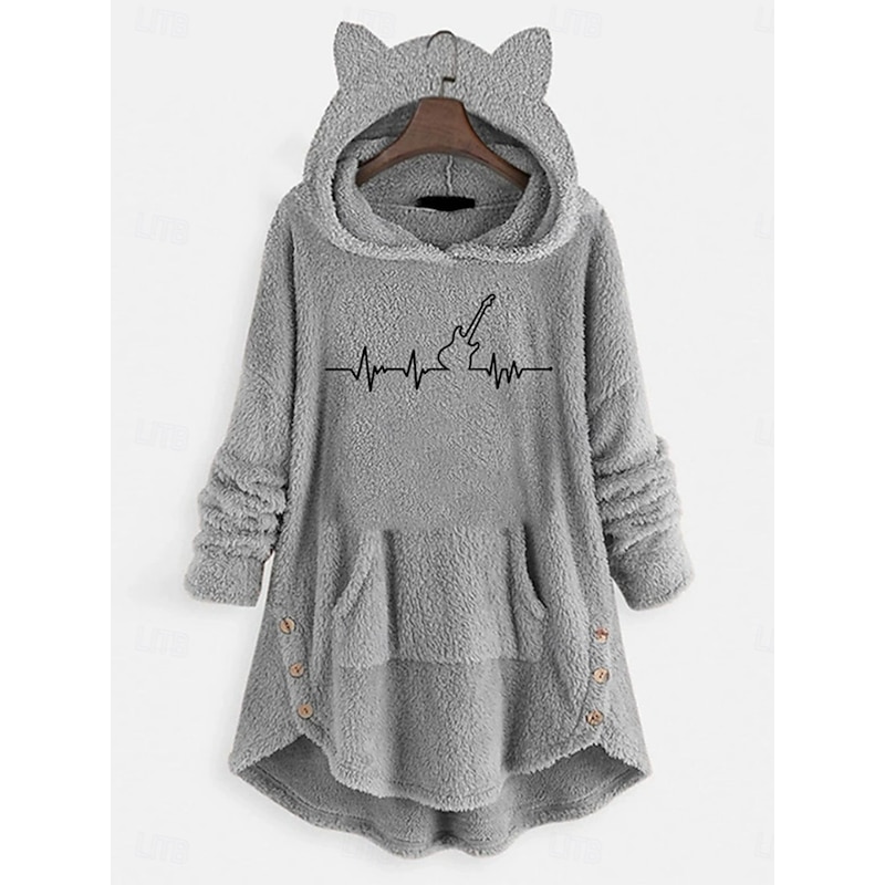 Women's Pullover Hoodie Sweatshirt Graphic Casual Long Sleeve Hooded Long Tops Street Dailywear Casual Pink Wine Gray Fall Winter