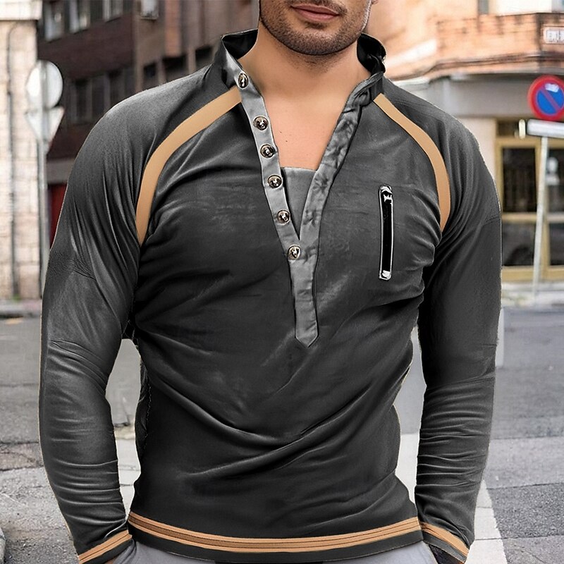 Men's Sweatshirt Wine Blue Khaki Light Grey Dark Gray Standing Collar Color Block Patchwork Sports & Outdoor Daily Holiday Cotton Streetwear Basic Casual Fall Winter Clothing Apparel Hoodies2