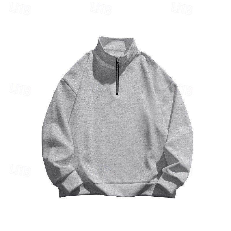 Women's Pullover Sweatshirts Zip Up Sweatshirts Plain Sports Fashion Gothic Long Sleeve High Neck Regular Tops Street Dailywear Casual Half Zipper Quarter Zipper Zipper Light Grey Fall Winter