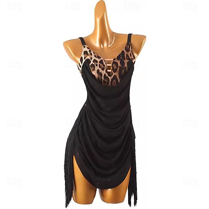 Latin Dance Dress for Women Tassel Salsa Rumba Chacha Competition Stage Dancewear Costume2