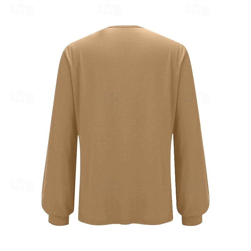 Women's T Shirt Tee Top Solid Color Fashion Stylish Classic Long Sleeve Round Neck Regular Tops Daily Weekend Sequins Patchwork Gold Spring Fall3