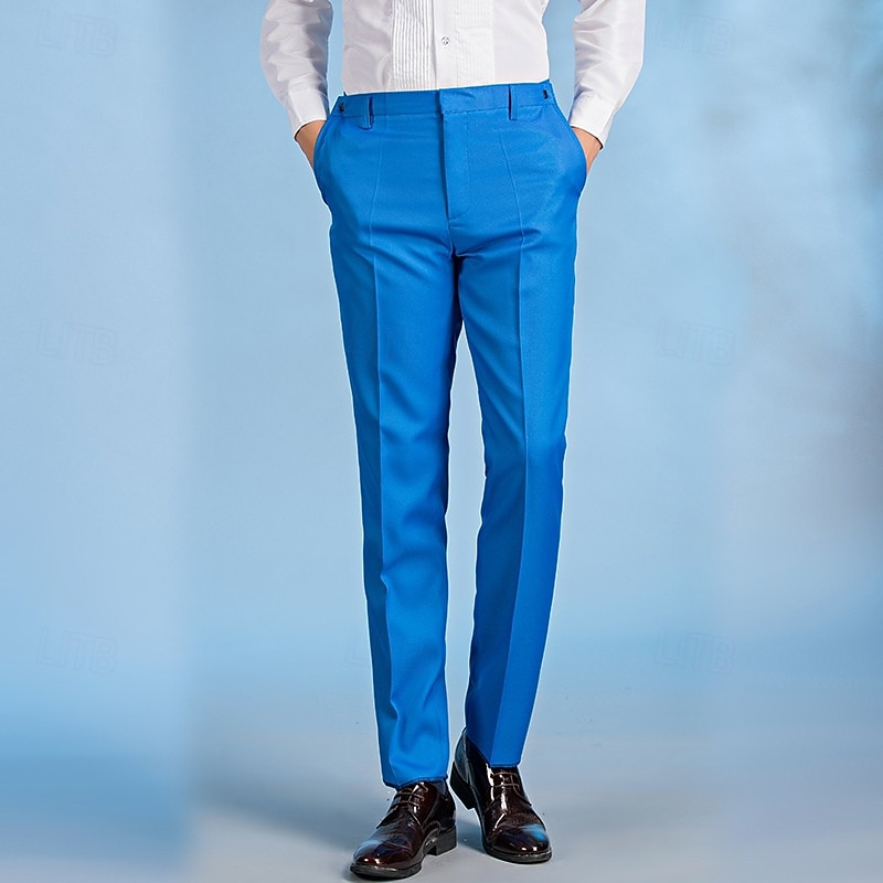 Men's Dress Pants Trousers Chinos Pocket Buttons Plain Comfort Formal Party Work Fashion Classic Style Black White Micro-elastic2