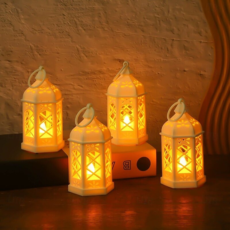 6pcs Christmas Retro Lantern LED Candle Light Battery Powered Creative Lantern for Halloween Christmas and New Year Holiday Party Bedroom Living Room Window Bar Decorations3