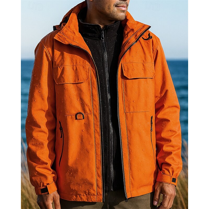 Men's Hiking Jacket Fleece Jacket 3 in 1 Jacket Winter Outdoor Thermal Warm Top Black White Orange Green Grey3