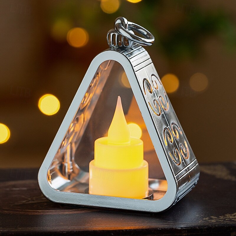 1 Pc 11.5 * 8.9CM Christmas Halloween Ramadan Retro Handheld Lantern LED Electronic Candle Lamp Desktop Decoration Light AG10 * 3 Battery3