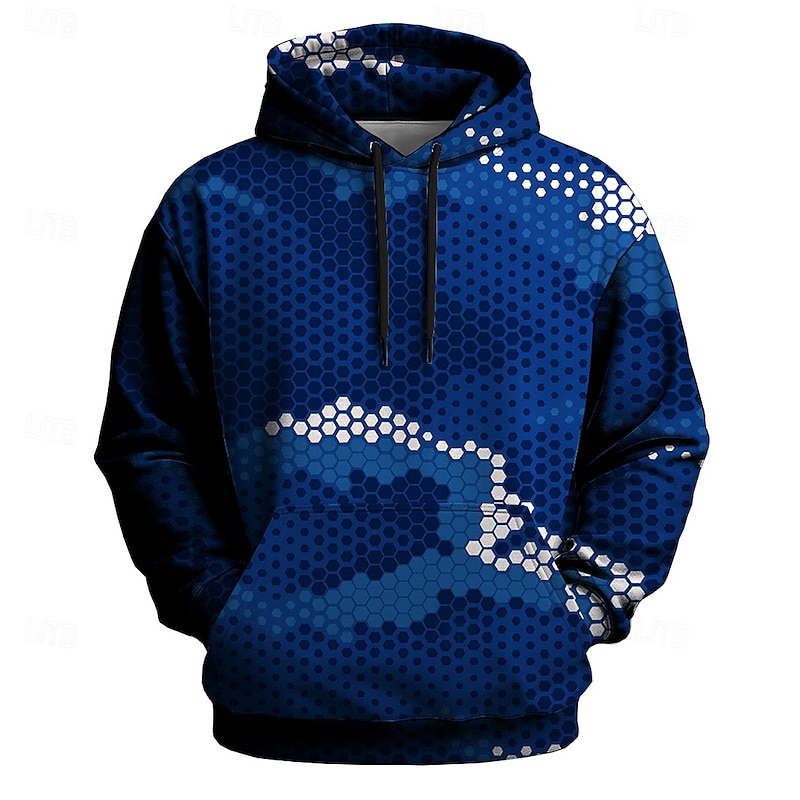 Men's Camo Camouflage Sweatshirt Tactical Crew Neck Hunting Blue Green Drawstring Fall Winter Designer4