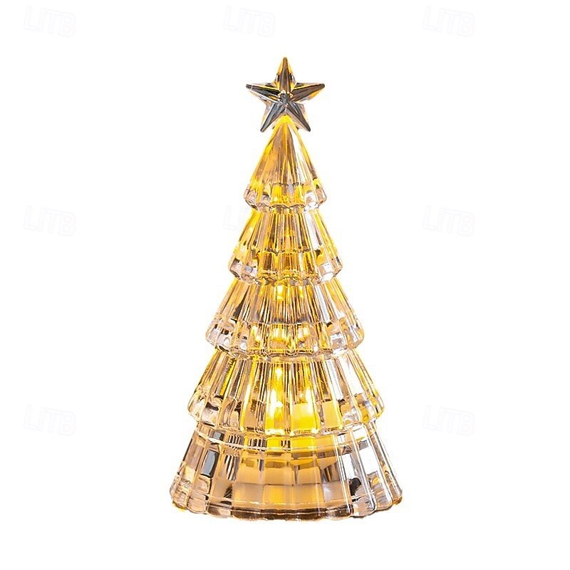 1 Pc 15.2 * 7.8CM/11.2 * 5.8CM Christmas Crystal Christmas Tree LED Night Light Desktop Decorative Light AG13 * 3 Battery/AAA Battery4
