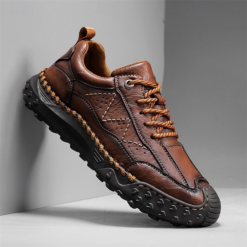 Men's Dark Brown Casual Sneakers Outdoor Lace-Up Walking Shoes with Flexible Non-Slip Sole for Work, Travel, Hiking and Daily Comfort4
