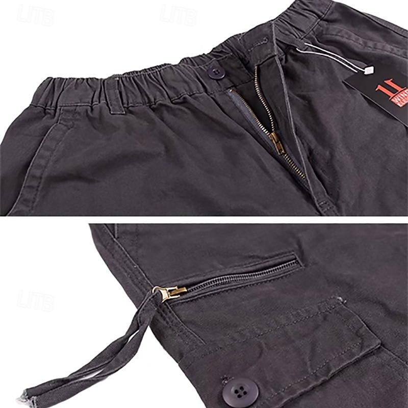 Men's Cargo Pants Trousers Hiking Pants Buttons Multi Pocket Plain Wearable Outdoor Daily Camping & Hiking Fashion Classic Army Yellow Black3