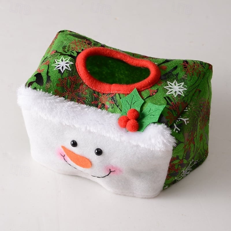 Christmas Decorative Tissue Case Festive Tabletop Paper Holder Holiday Party Decoration Christmas Theme Home Decor Accessories Cute Desk Ornament For Living Room Dining Room Celebration3