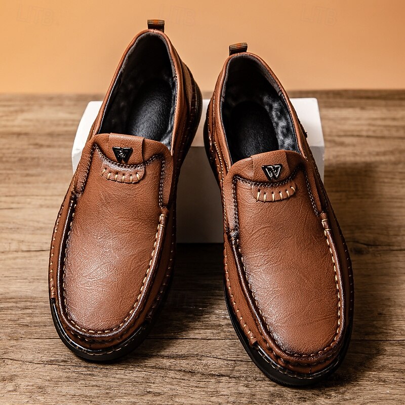 Men's Brown Slip-On Loafers with Sleek Design, Versatile and Easy-to-Wear for Business Casual, Office and Relaxed Outfits2