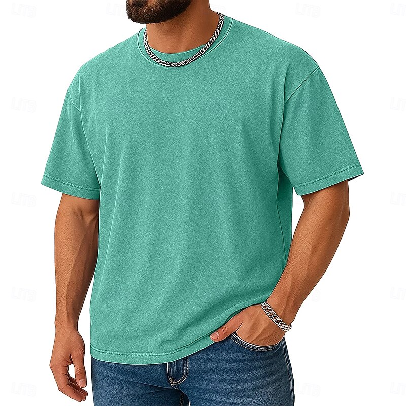 Men's T Shirt Short Sleeve Crew Neck Summer Spring All Seasons Solid Color Elegant Vintage Neutral Crewneck Plain School Training Outdoor Black Pink Royal Blue Top Tee for Men