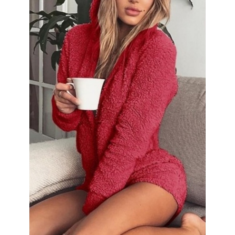 Women's Normal Romper Active Solid Color Long Sleeve Hooded High Waist Home Party Regular Fit Pink Red Khaki Spring2