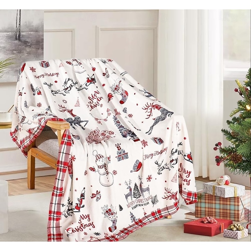 Christmas Reindeer Flannel Blanket, Ultra-Soft Plush Warm Throw, Holiday Bed & Sofa Decor for Winter4