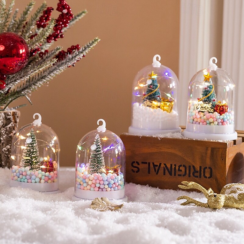 1 Pc 11 * 7.2CM Christmas Glowing Tree Silver Flower Gift Night Light Desktop Christmas Tree Snow Scene Ornament Light AG10 * 3 Batteriesies3