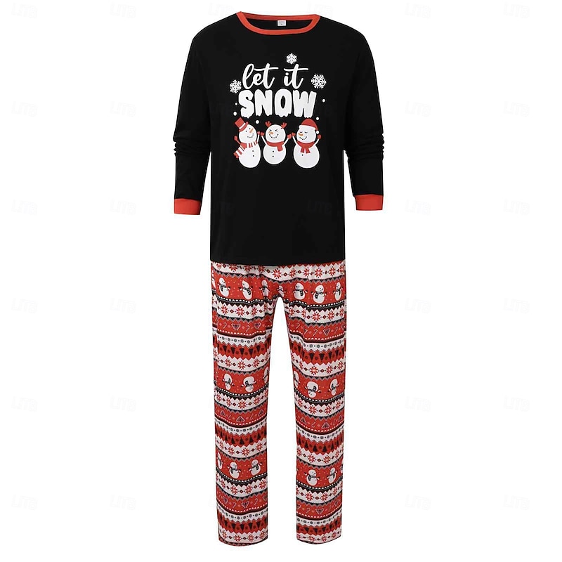 Snowman Family Christmas Pajamas Nightwear Men's Women's Boys' Girls' Family Matching Outfits Sweet Graphic Pattern Adults Kid's Christmas New Year Christmas Eve Home Wear Top Pants3