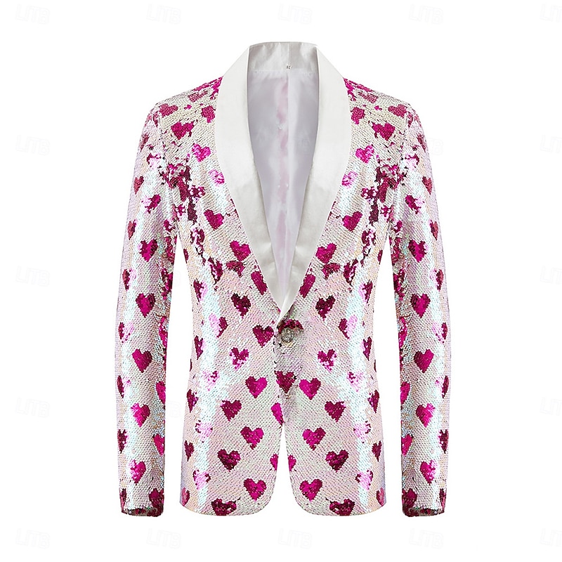 Men's Blazer Jacket Shawl Collar Fashion Pattern White Tailored Fit