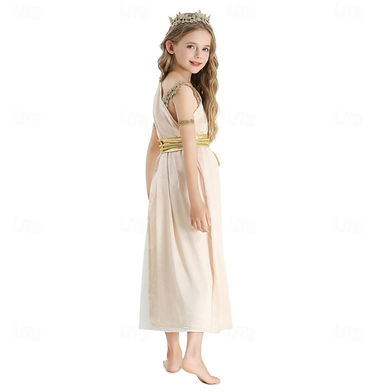 Ancient Greek Roman Fancy Costume Toga Dress Goddess Fancy Dress Girls' Fantasy Halloween Carnival Performance Party Kid's Dress More Accessories Headband3