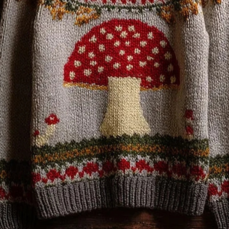 Women's Sweater Daily Casual Graphic Ribbed Crew Neck Knitted Print Long Sleeve Regular Tops Knit Outdoor Weekend Red Fall Winter2