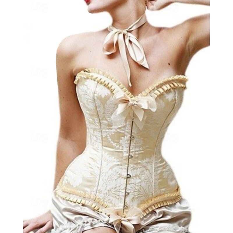Women's Corset Shapewear Waist Cincher Shapewear Sexy Corset Fashion Sweet Floral Patchwork Vacation Party Street Sleeveless Corset Beige Spring Fall Tailored Fit