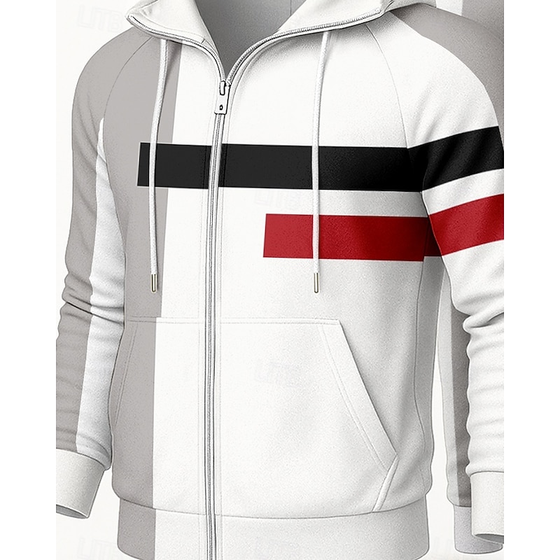 Christmas Men's Hoodie Tracksuit 2 Piece Tracksuit Drawstring Zip Up Geometric Clothing Suit Fall Red Vocation Outdoor Travel Lightweight Fashion Long Sleeve Sport Activewear Stretchy Regular Fit3