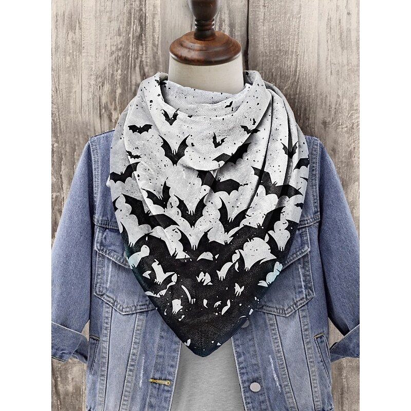 Women's Halloween Bandana Scarf - Spooky Bat, Skull and Spiderweb Print Triangle Neck Gaiter for Masquerade Parties and Everyday Casual Outdoor Wear3