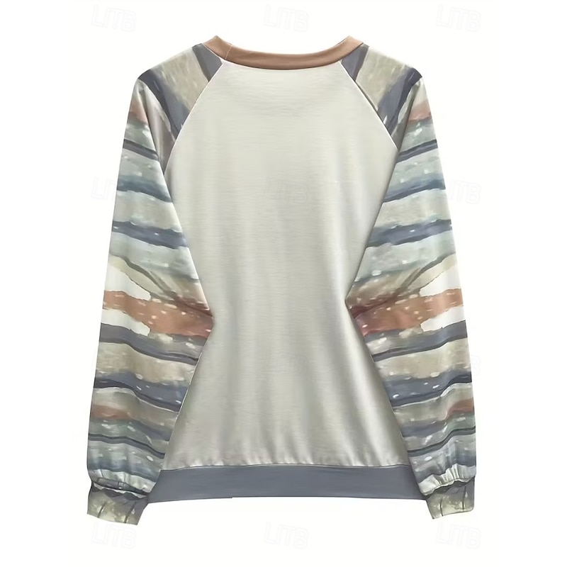 Women's Pullover Graphic Animal Cat Casual Long Sleeve Crew Neck Regular Tops Casual Pink Blue Purple Fuchsia Green Fall Winter2