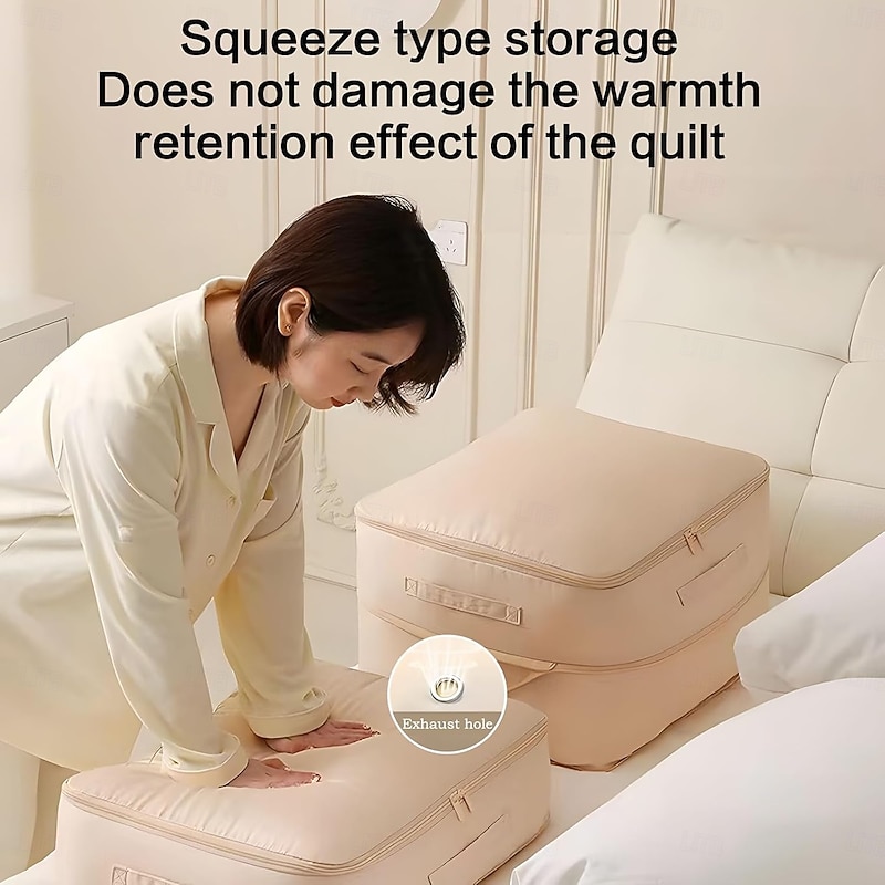 TAILI Dustproof and Moisture-proof Compression Storage Bag, Ultra Space Saving Self Compression Organizer, Comforter Storage Bag, Folding Organizer bag for Bedding/Quilt4