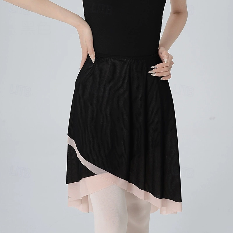 Ballet Skirts Pure Color Splicing Tulle Women's Performance Training Sleeveless High Polyester4