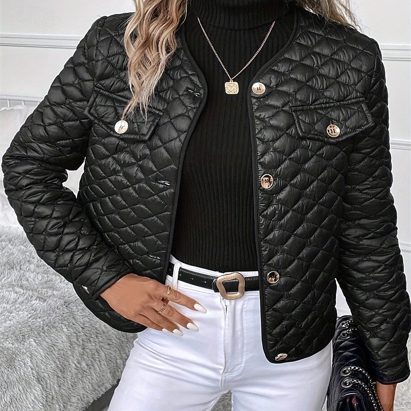 Women's Puffer Jacket Quilted Jacket Casual Jacket Waterproof Comfortable Buttons Casual Plain Vacation Street Casual Daily Wear Single Breasted Long Collarless Regular Fit Sleeveless Outerwear Black3