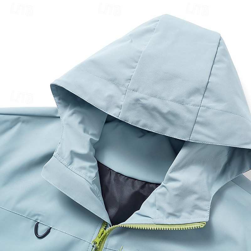 Men's Outdoor Jacket Raincoat Hiking Jacket Vacation Daily Waterproof Windproof Pocket Fall Winter Plain Fashion Classic Hooded Regular Black Light Green Sky Blue Purple Orange Jacket4