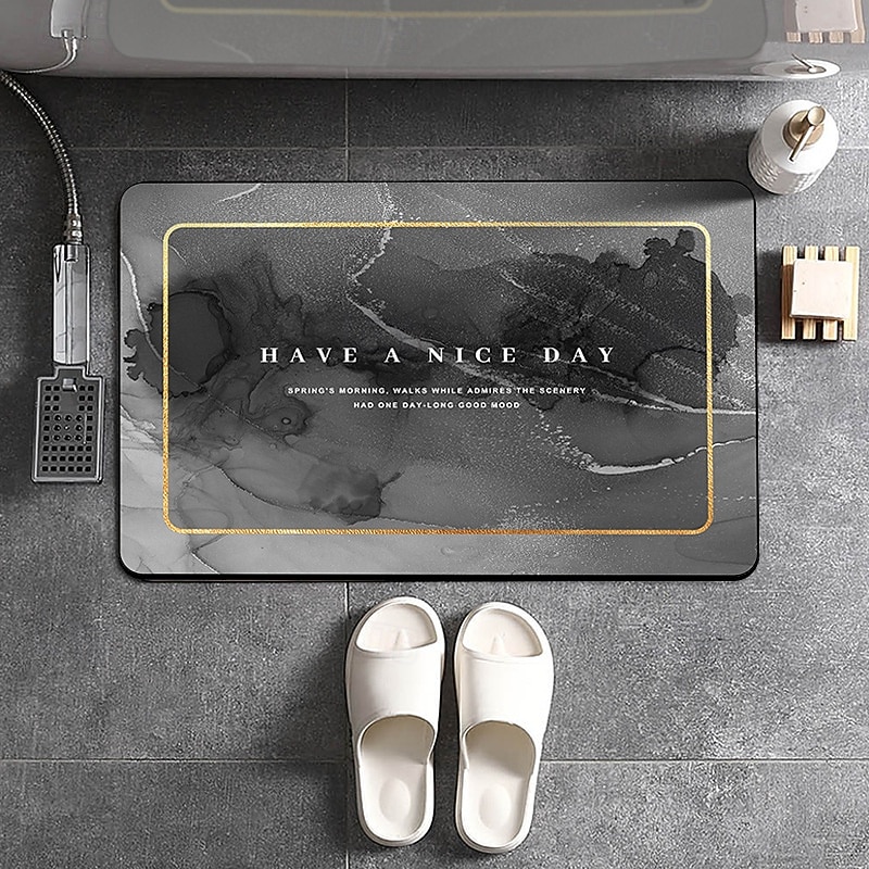 Nordic Creative Brick Pattern Rug For Bathroom Entryway Marble Design Absorbent Non Slip Floor Mat Easy Care Stain Resistant Indoor Doorway Carpet Decorative Home Accent