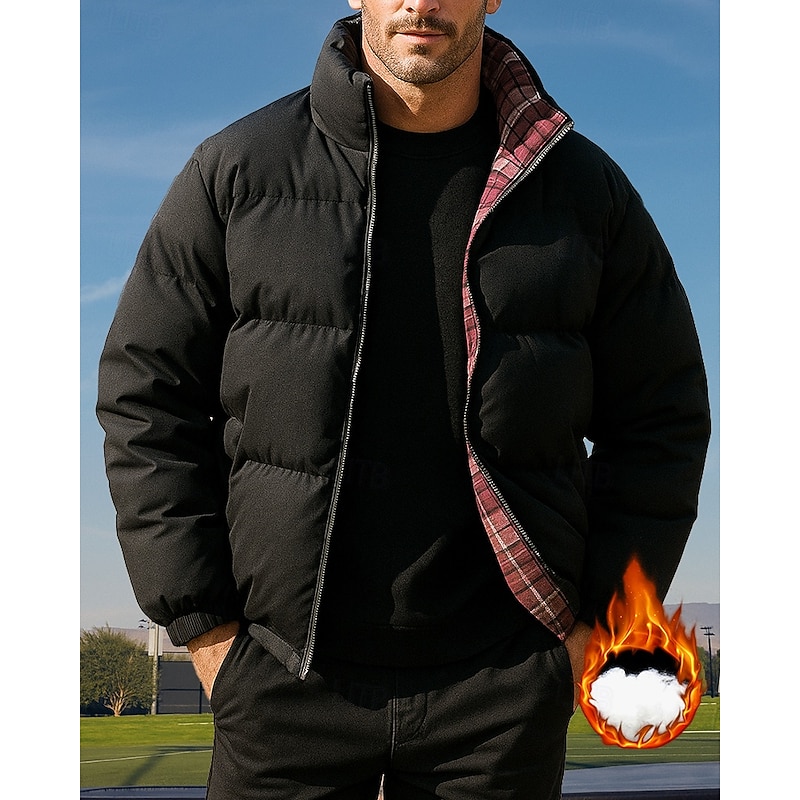 Men's Fleece Jacket Winter Coat with Pockets Long Sleeve Top Athleisure Fall Solid Colored Windproof Thick Warm Outdoor Travel Vacation Sportswear Activewear Black White Light Green