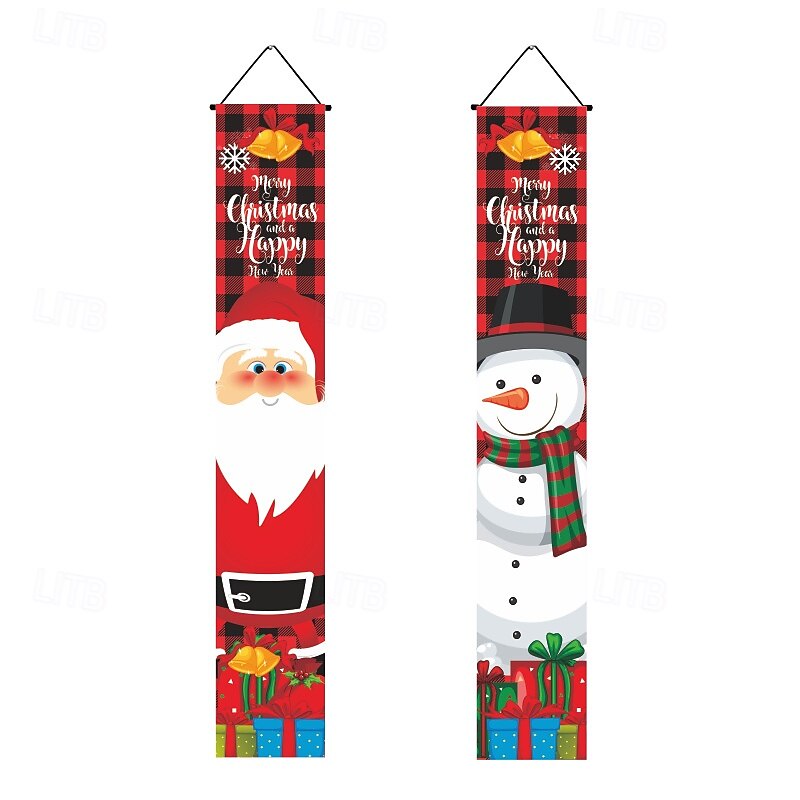 2025 Christmas Door Couplets Set, Holiday Party Decoration, Xmas Front Door Hanging Banner, Festive Home Door Flags3